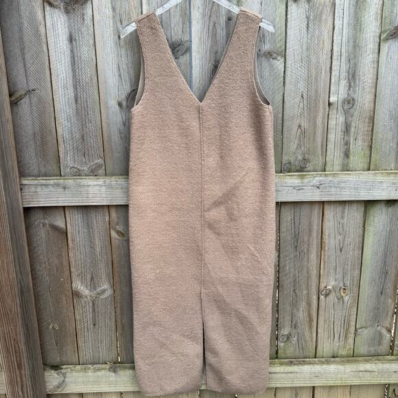 Zara Dresses & Skirts - Zara Dress Boucle Midi Sleeveless V-Neck Slit Hem Pullover Tan Small NWT Boho
